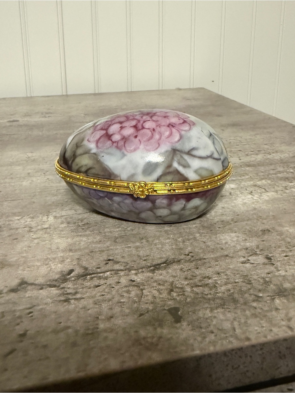 Floral Trinket Box with Gold Trim